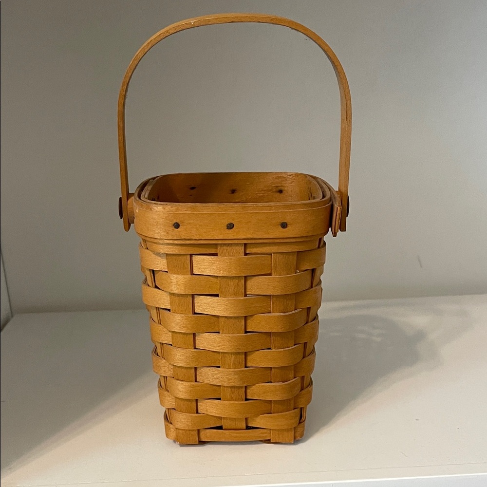 Longaberger Tan Woven Basket with Handle